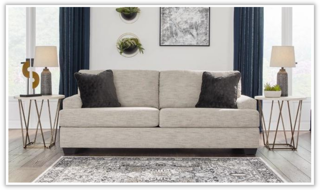 Vayda 87" Fabric Sofa With Fur Accent Pillows