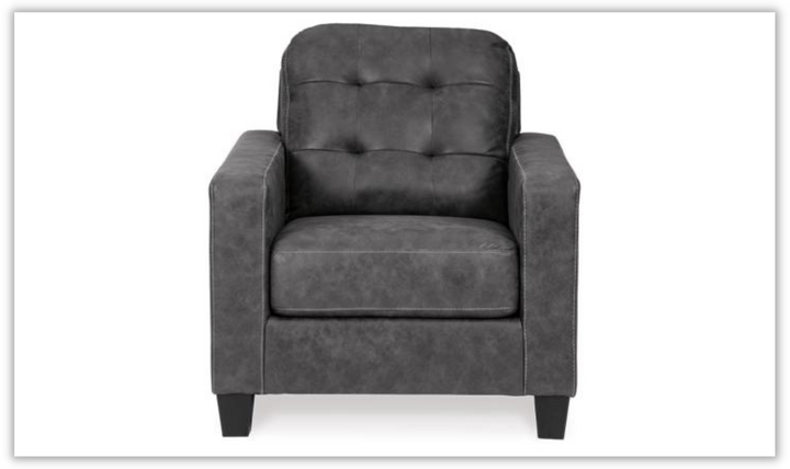 Venaldi Tufted Back Leather Chair in Gunmetal Gray
