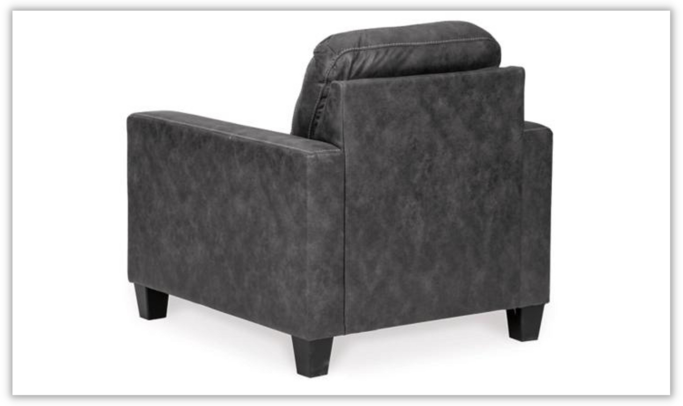 Venaldi Tufted Back Leather Chair in Gunmetal Gray