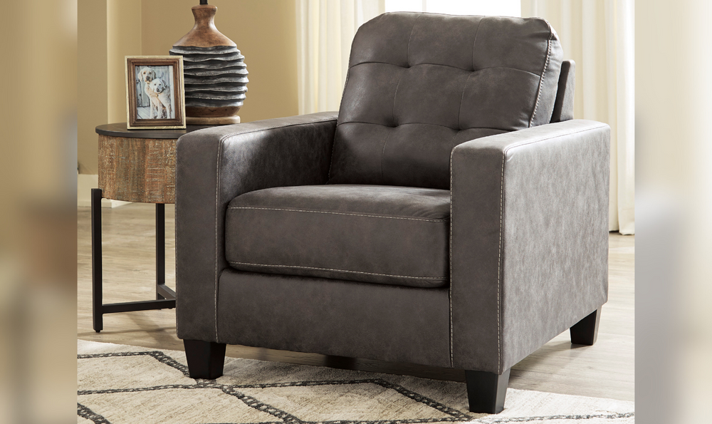 Venaldi Tufted Back Leather Chair in Gunmetal Gray-Jennifer Furniture
