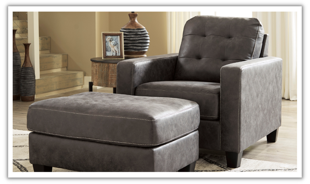 Venaldi Tufted Back Leather Chair in Gunmetal Gray-Jennifer Furniture
