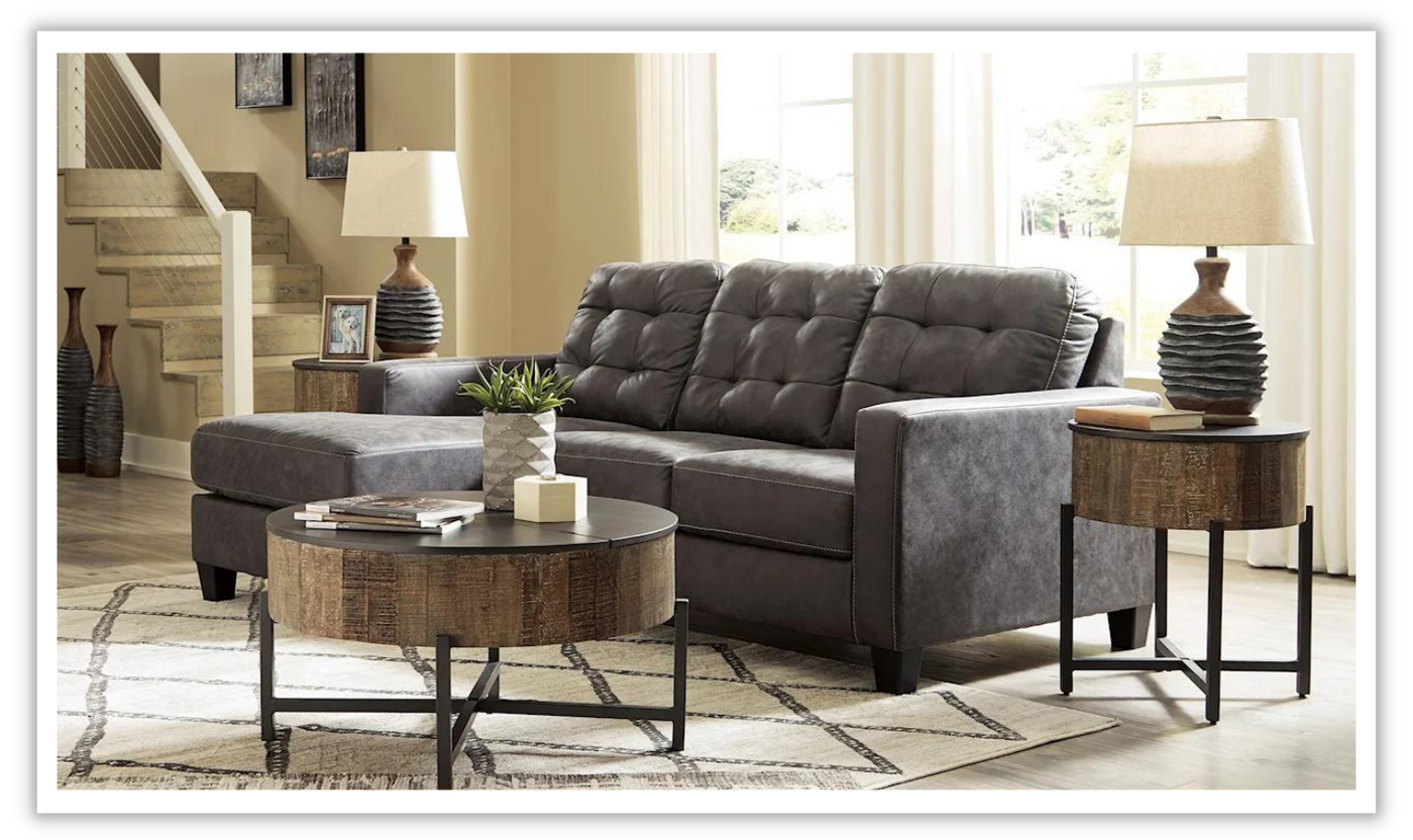 Venaldi L-Shaped Leather Queen Sleeper Sofa Chaise
