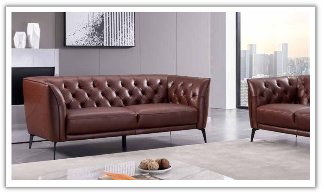 Gio Italia Venere 3- Seater Classic Tufted Leather Sofa