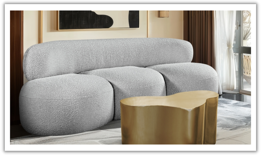 Meridian Venti 88.5 Inches Black Boucle Fabric Upholstered Sofa-Jennifer Furniture