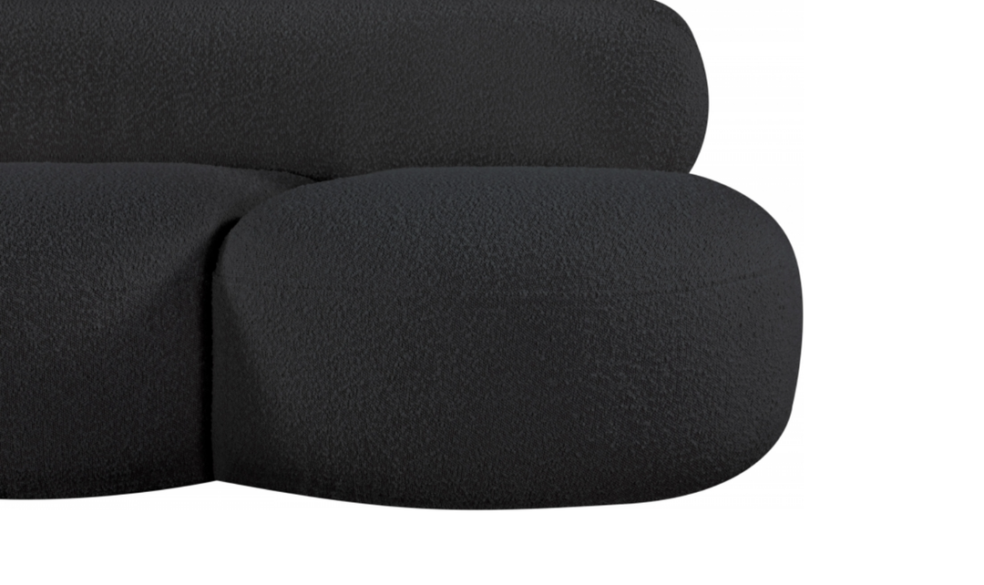 Meridian Venti 88.5 Inches Black Boucle Fabric Upholstered Sofa-Jennifer Furniture