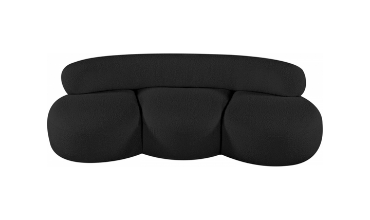 Meridian Venti 88.5 Inches Black Boucle Fabric Upholstered Sofa-Jennifer Furniture