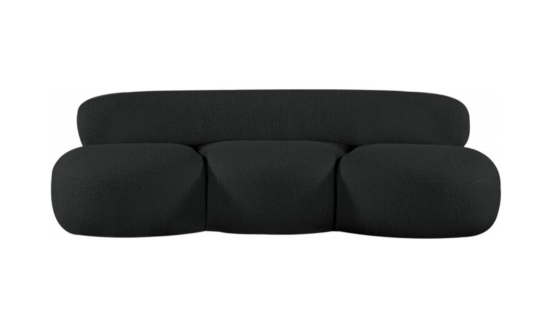 Meridian Venti 88.5 Inches Black Boucle Fabric Upholstered Sofa-Jennifer Furniture