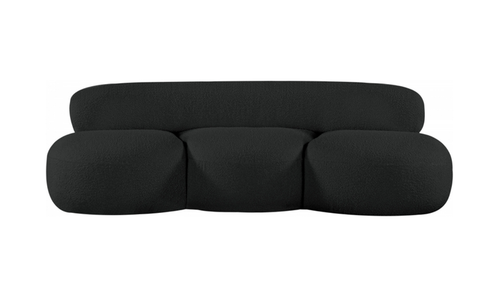 Meridian Venti 88.5 Inches Black Boucle Fabric Upholstered Sofa-Jennifer Furniture