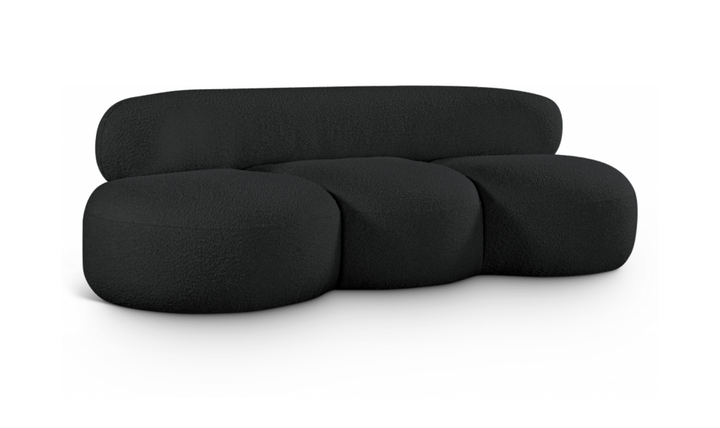 Meridian Venti 88.5 Inches Black Boucle Fabric Upholstered Sofa-Jennifer Furniture