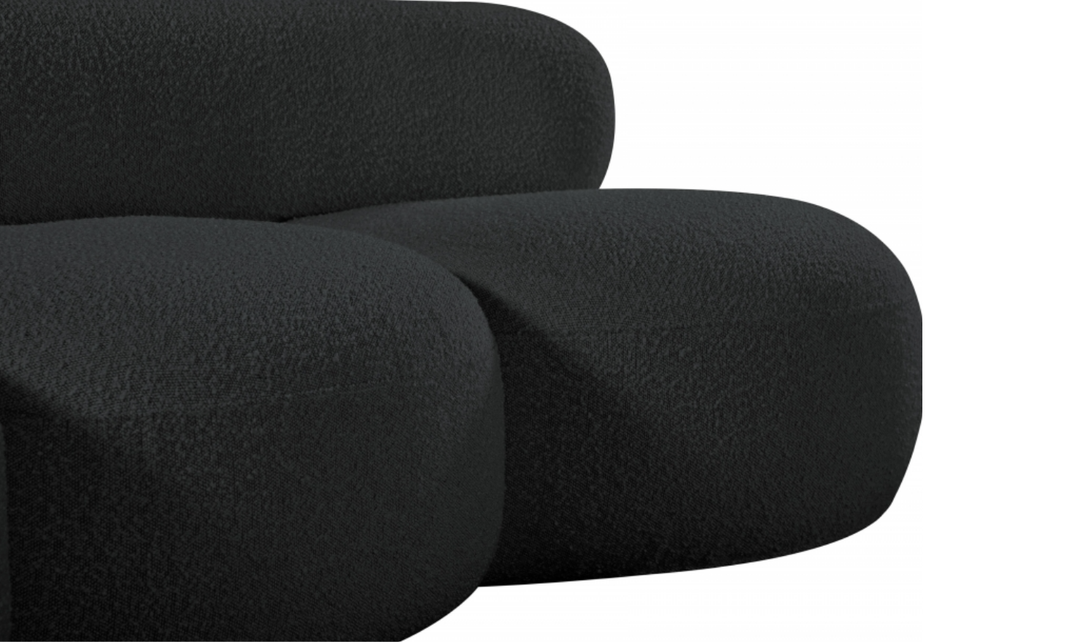 Meridian Venti 88.5 Inches Black Boucle Fabric Upholstered Sofa-Jennifer Furniture