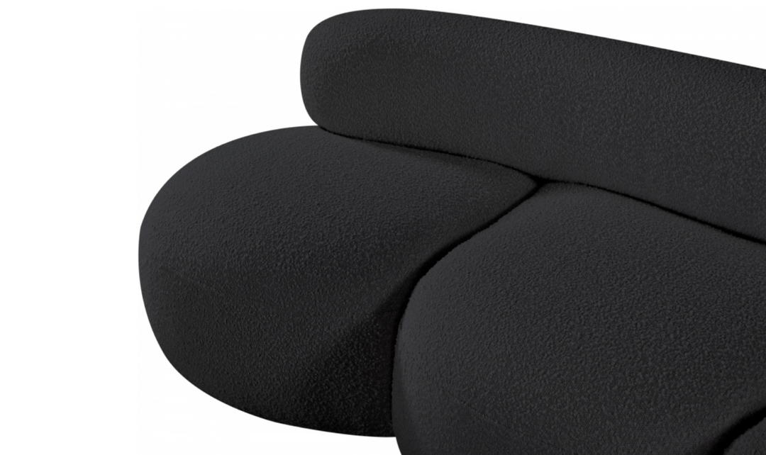 Meridian Venti 88.5 Inches Black Boucle Fabric Upholstered Sofa-Jennifer Furniture