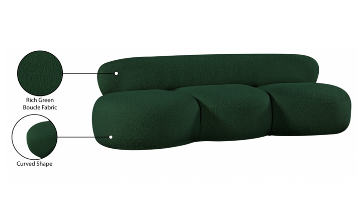Meridian Venti 88.5 Inches Black Boucle Fabric Upholstered Sofa-Jennifer Furniture