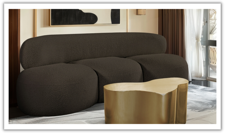 Meridian Venti 88.5 Inches Black Boucle Fabric Upholstered Sofa-Jennifer Furniture