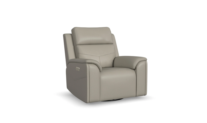 Flexsteel Vernon Fabric Power Swivel Gliding Recliner Chair with Heat & Massage - Jennifer Furniture