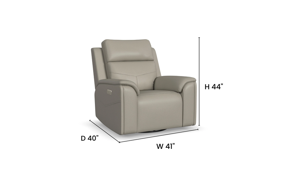 Flexsteel Vernon Fabric Power Swivel Gliding Recliner Chair with Heat & Massage - Jennifer Furniture