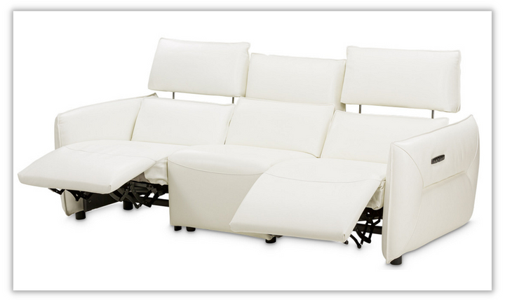 AICO Verona 3-Seater White Leather Power Motion Sofa