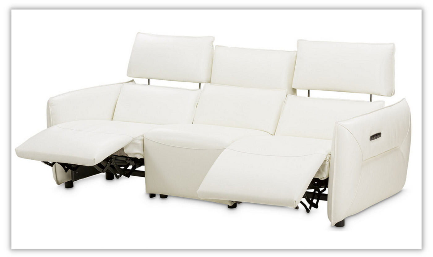 Verona 3-Seater White Leather Power Motion Sofa
