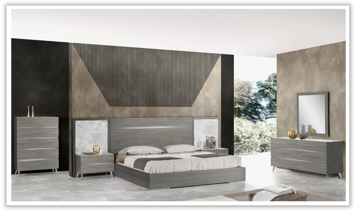 Jennifer Italia Victoria Premium Bedroom Set In Light Gray – Jennifer Furniture