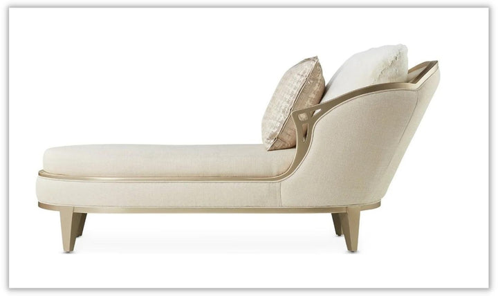 Villa Cherie Polyester Upholstered Chaise in Caramel