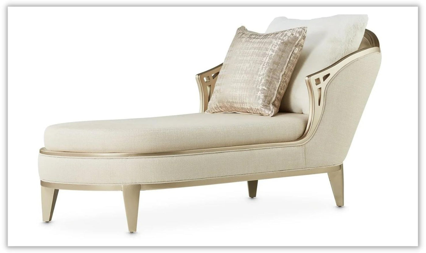 Villa Cherie Polyester Upholstered Chaise in Caramel