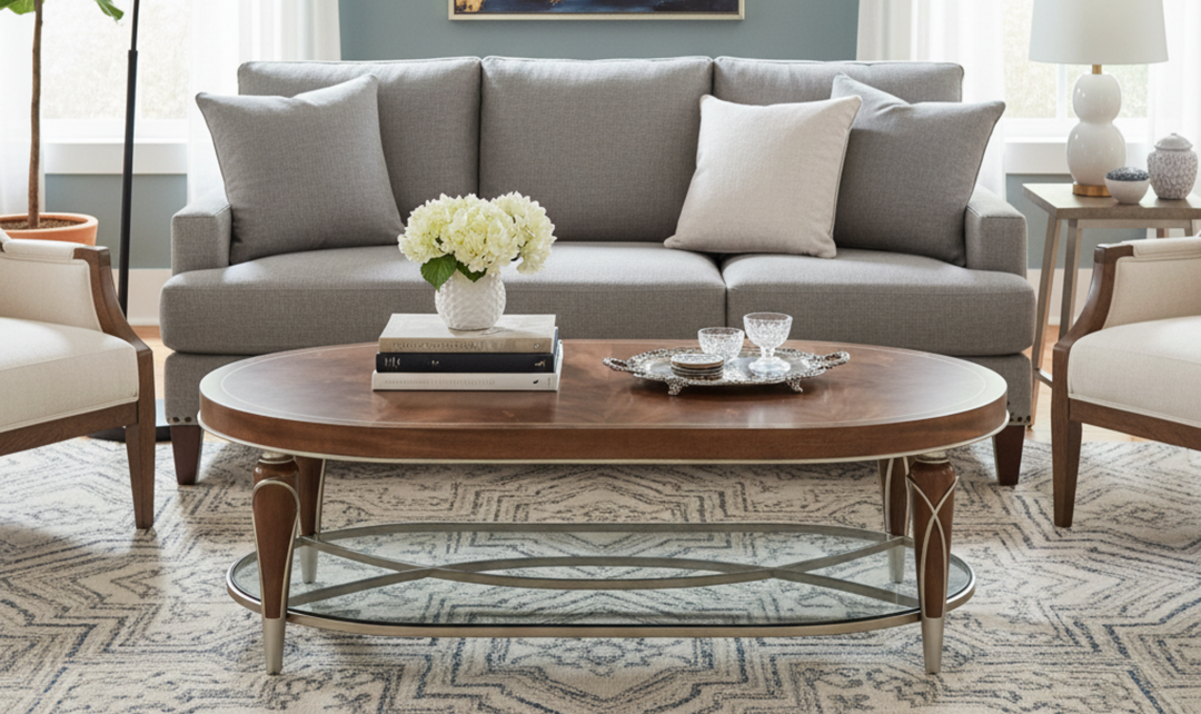Villa Cherie Oval Cocktail Table In Hazelnut-jennifer furniture