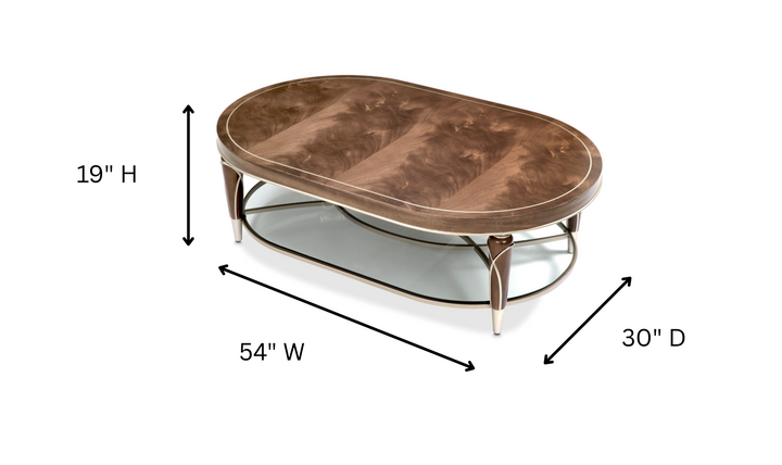 Aico Furniture Villa Cherie Oval Cocktail Table In Hazelnut