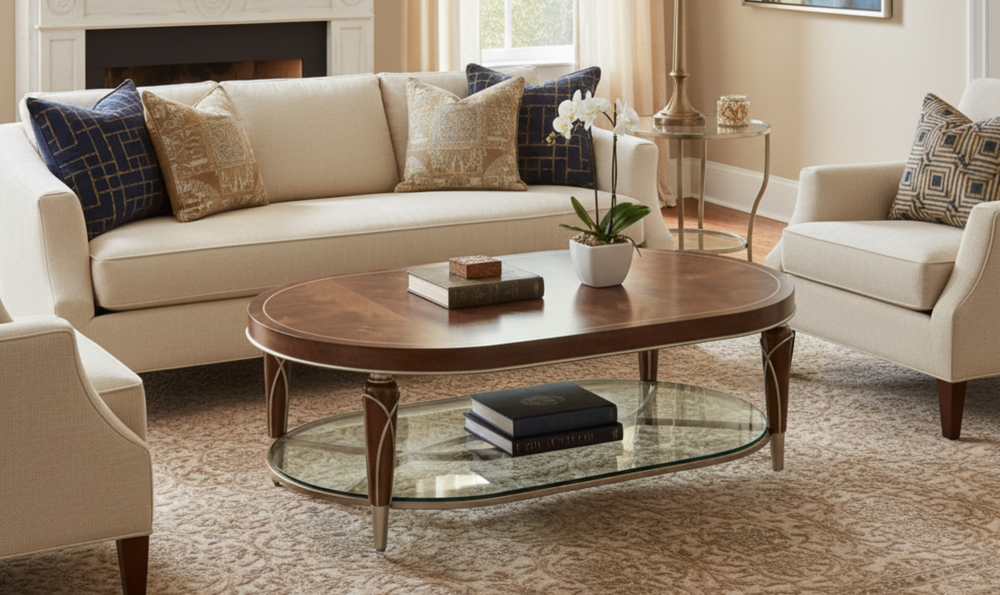 Villa Cherie Oval Cocktail Table In Hazelnut-jennifer furniture