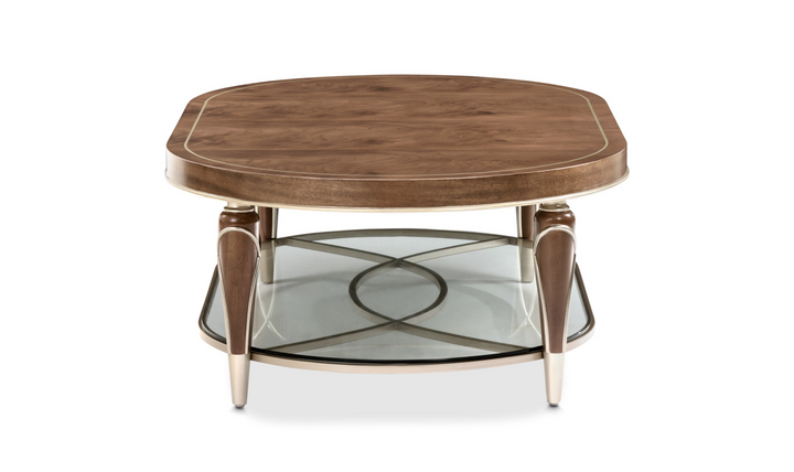 Aico Furniture Villa Cherie Oval Cocktail Table In Hazelnut