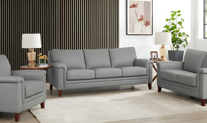 Westcott Leather 3-Seater Sofa With Wooden Legs-Jennifer Furniture