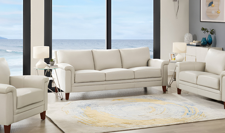 Westcott Leather 3-Seater Sofa With Wooden Legs-Jennifer Furniture