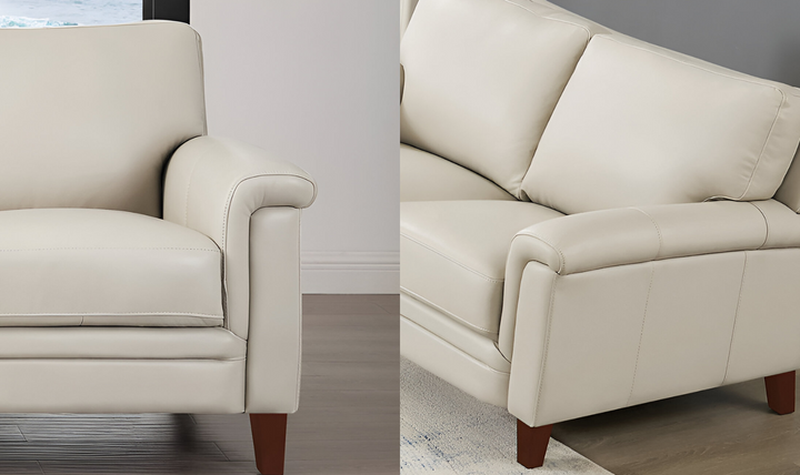 Westcott Leather 3-Seater Sofa With Wooden Legs-Jennifer Furniture