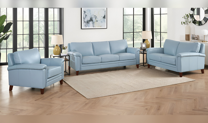 Westcott Leather 3-Seater Sofa With Wooden Legs-Jennifer Furniture