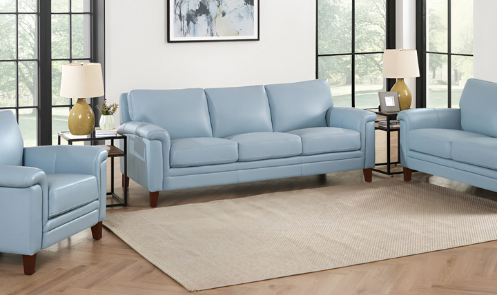 Westcott Leather 3-Seater Sofa With Wooden Legs-Jennifer Furniture
