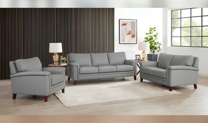 Westcott Leather 3-Seater Sofa With Wooden Legs-Jennifer Furniture