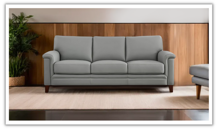 Westcott Leather 3-Seater Sofa With Wooden Legs-Jennifer Furniture