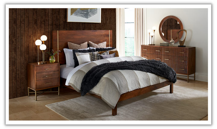 Cosmopolitan King/Queen Bed in Honey Brown-Jennifer Furniture
