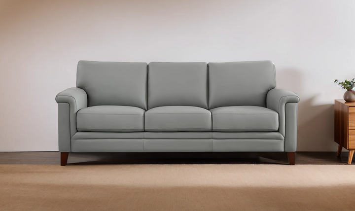 Westcott Leather 3-Seater Sofa With Wooden Legs-Jennifer Furniture
