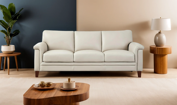 Westcott Leather 3-Seater Sofa With Wooden Legs-Jennifer Furniture