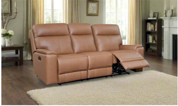 Leather Italia Bryant 3-Seater Taupe Power Reclining Leather Sofa