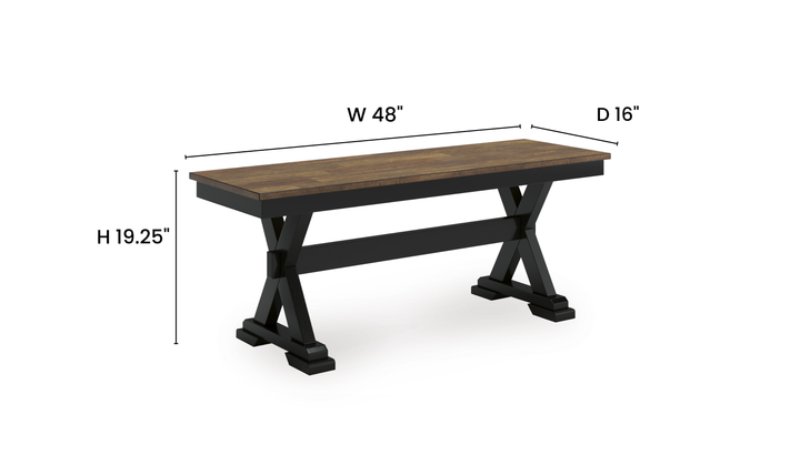 Modern Heritage Wildenauer Wooden Large Dining Room Bench - Jennifer Furniture