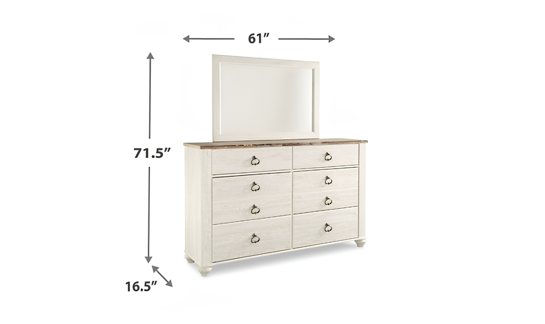 Modern Heritage Willowton Dresser and Mirror - Jennifer Furniture
