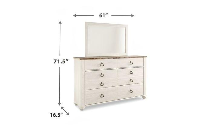 Modern Heritage Willowton Dresser and Mirror - Jennifer Furniture