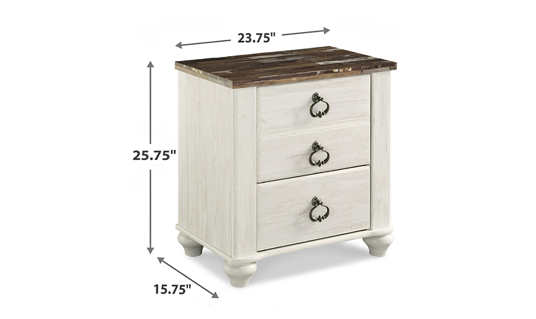 Modern Heritage Willowton Two Drawer Nightstand - Jennifer Furniture