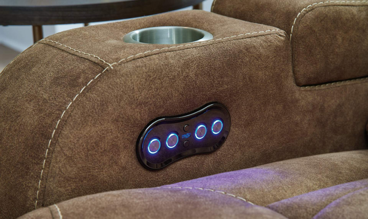 Wolfridge Leather 3 Seater Power Reclining Sofa with Adjustable Headrest - Jennifer Furniture