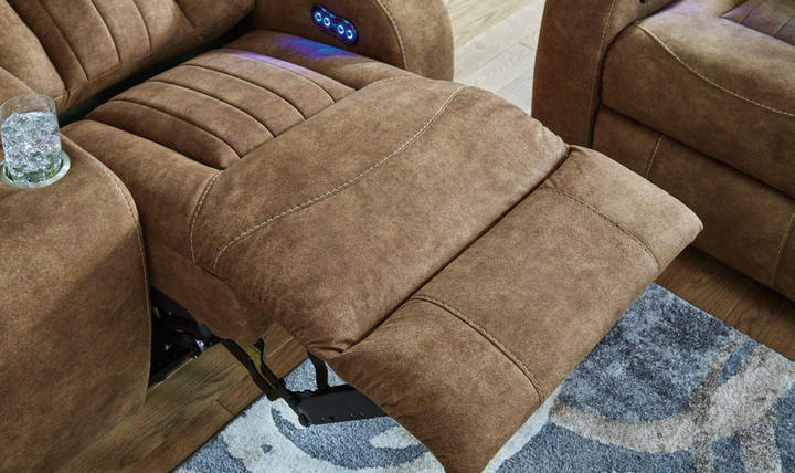 Wolfridge Leather 3 Seater Power Reclining Sofa with Adjustable Headrest - Jennifer Furniture