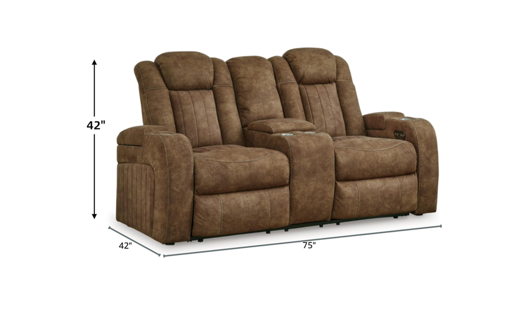 Wolfridge Leather 2 Seater Power Reclining Loveseat With Cup Holder Storage