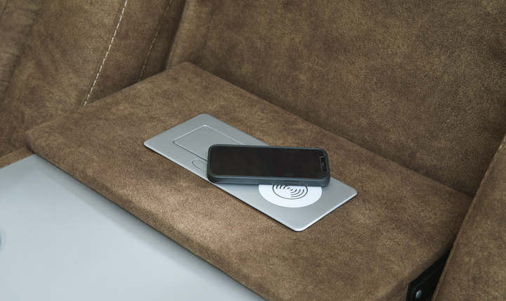 Wolfridge Leather 2 Seater Power Reclining Loveseat With Cup Holder Storage