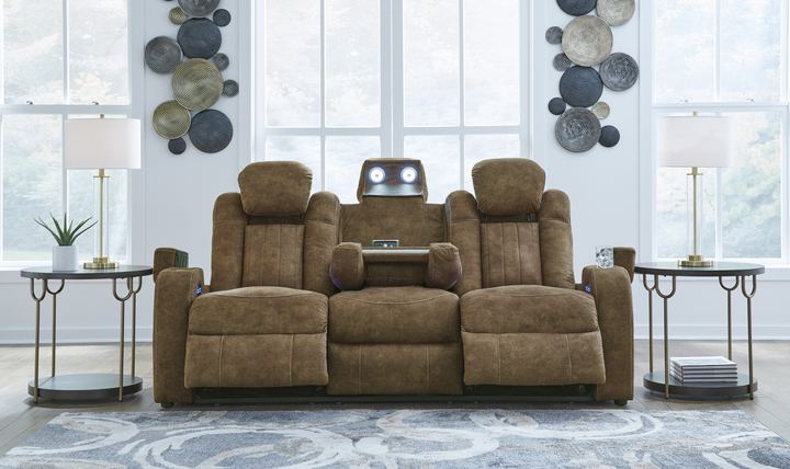 Wolfridge Leather 2 Seater Power Reclining Loveseat With Cup Holder Storage - Jennifer Furniture