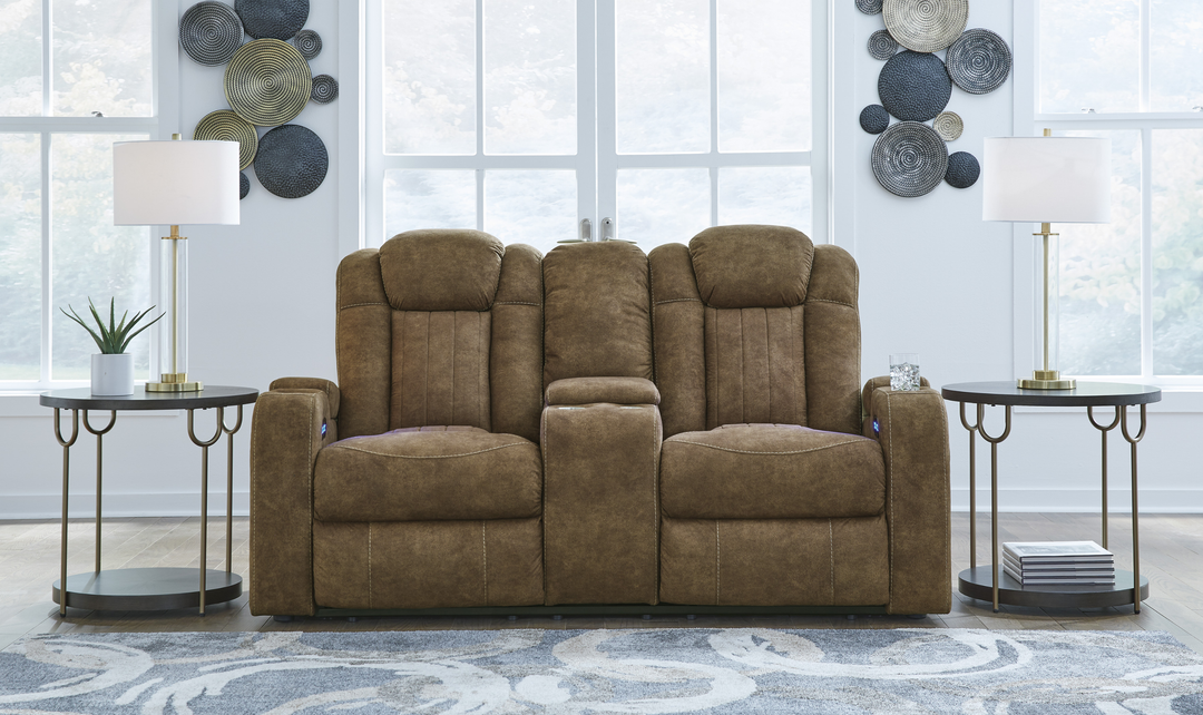 Wolfridge Leather 2 Seater Power Reclining Loveseat With Cup Holder Storage - Jennifer Furniture