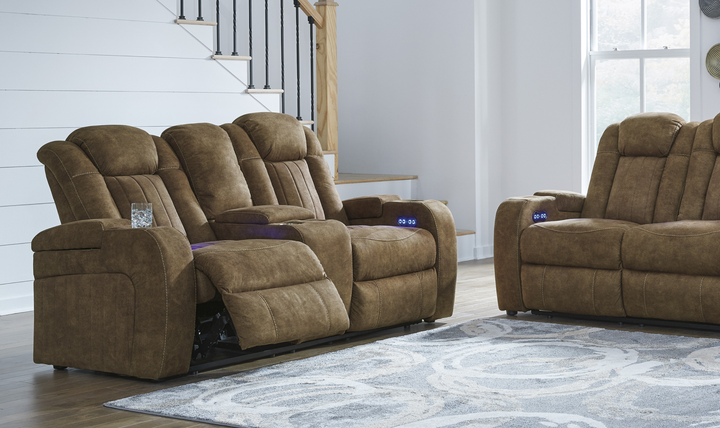 Wolfridge Leather 2 Seater Power Reclining Loveseat With Cup Holder Storage - Jennifer Furniture